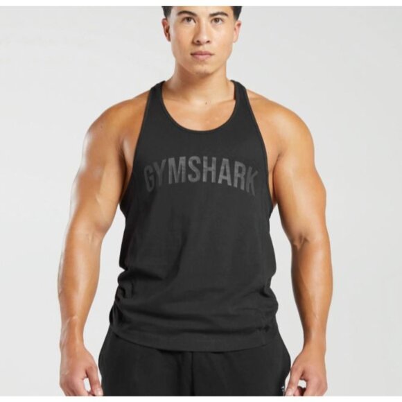 Gymshark Tank Top Men's Stringer Workout Power Washed Black Sleeveless Size S - Picture 1 of 8